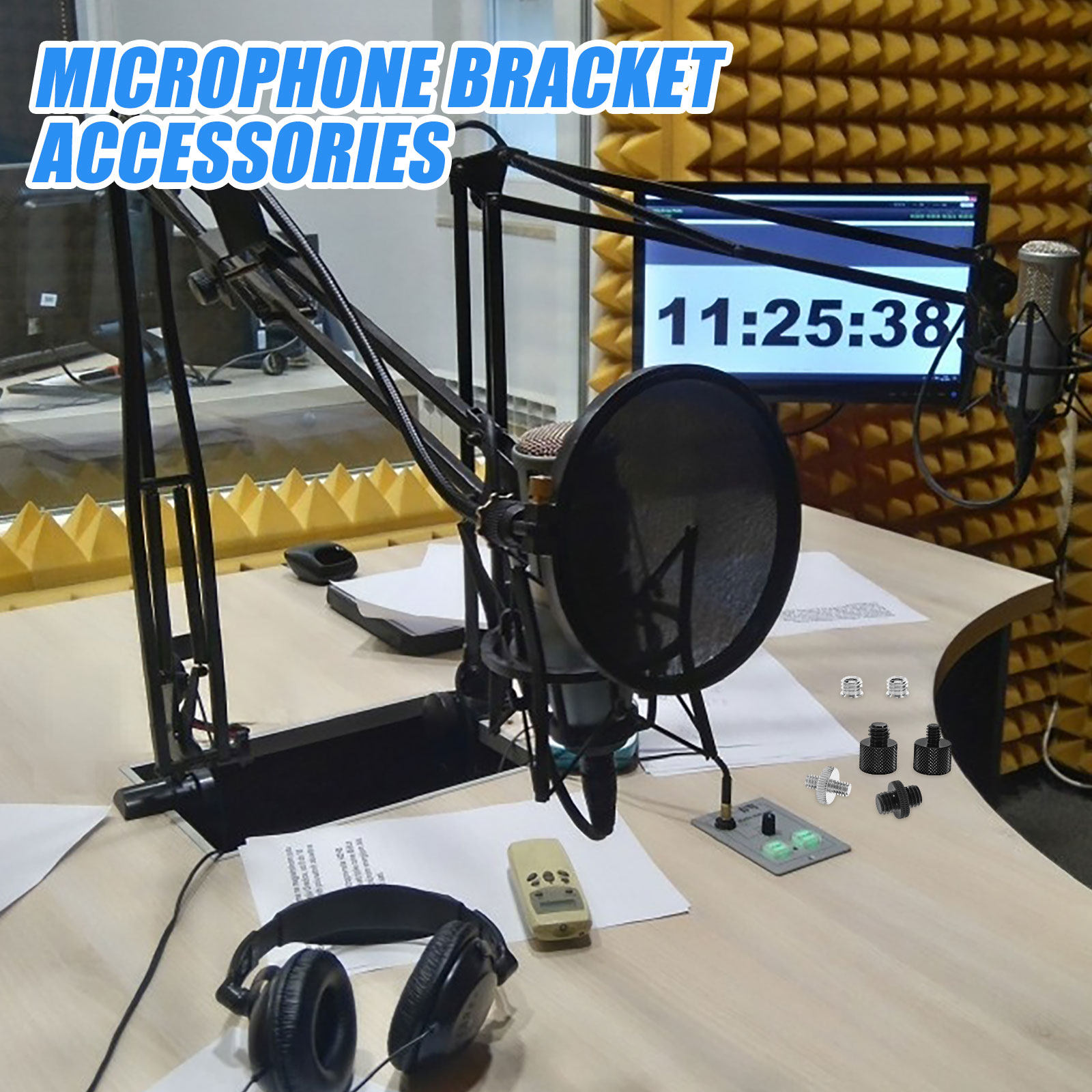 Desk Setup With Mic - Adaptateur de vis fileté pour microphone,