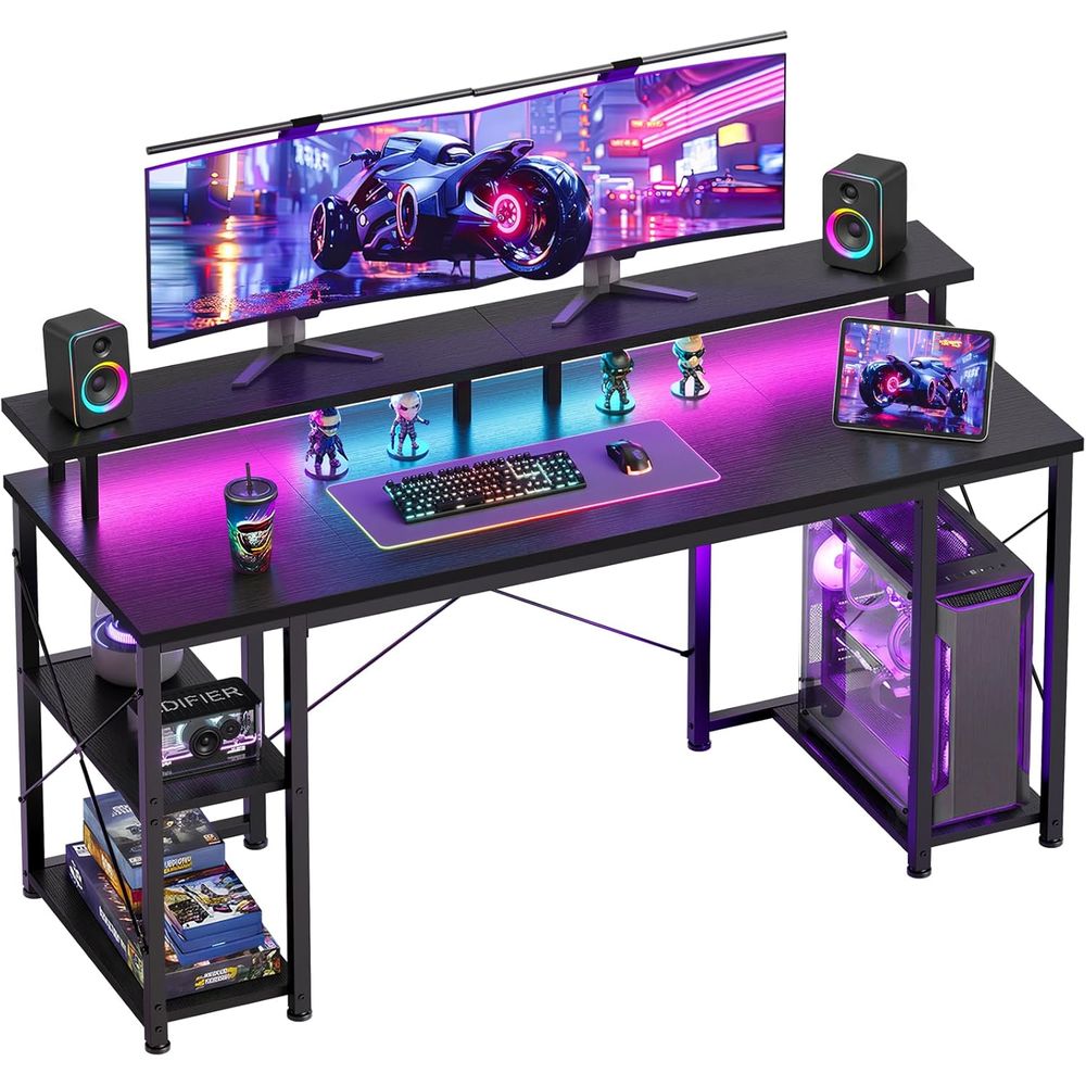 Desk Setup L Shaped - Bureau de jeu avec 55 LED,