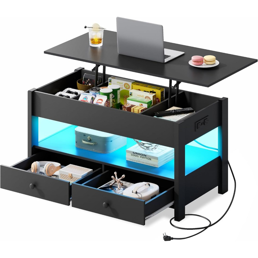 Desk Drawer Unit - Table basse relevable WLIVE noire avec