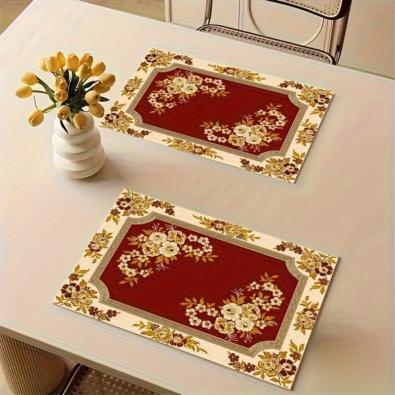 Desk Setup Lighting - Set de table imprimé floral rouge