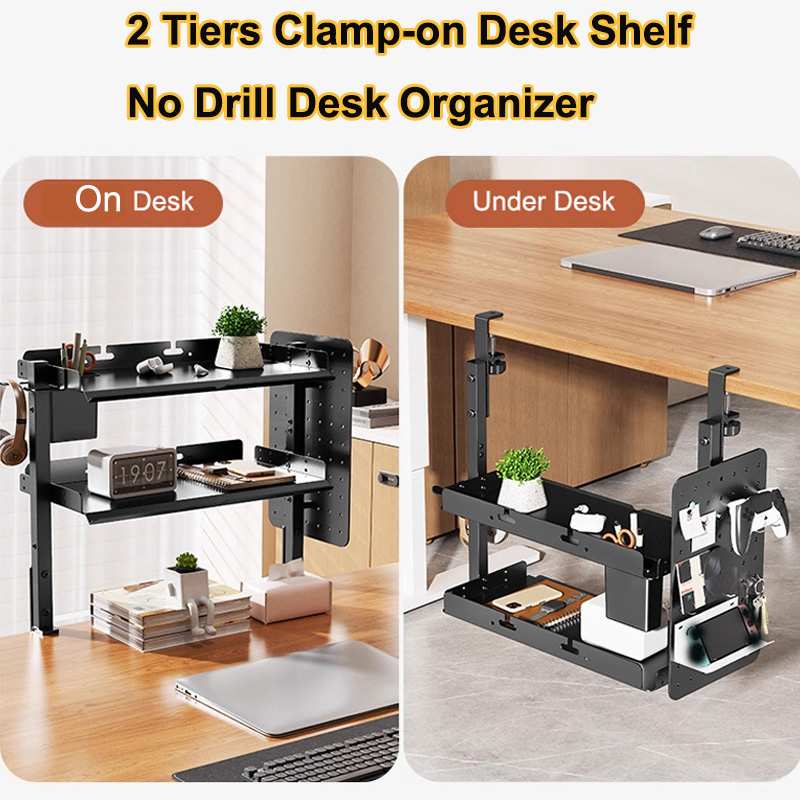 Étagère à 2 niveaux à fixer su - Desk Setup Organizer avis et prix