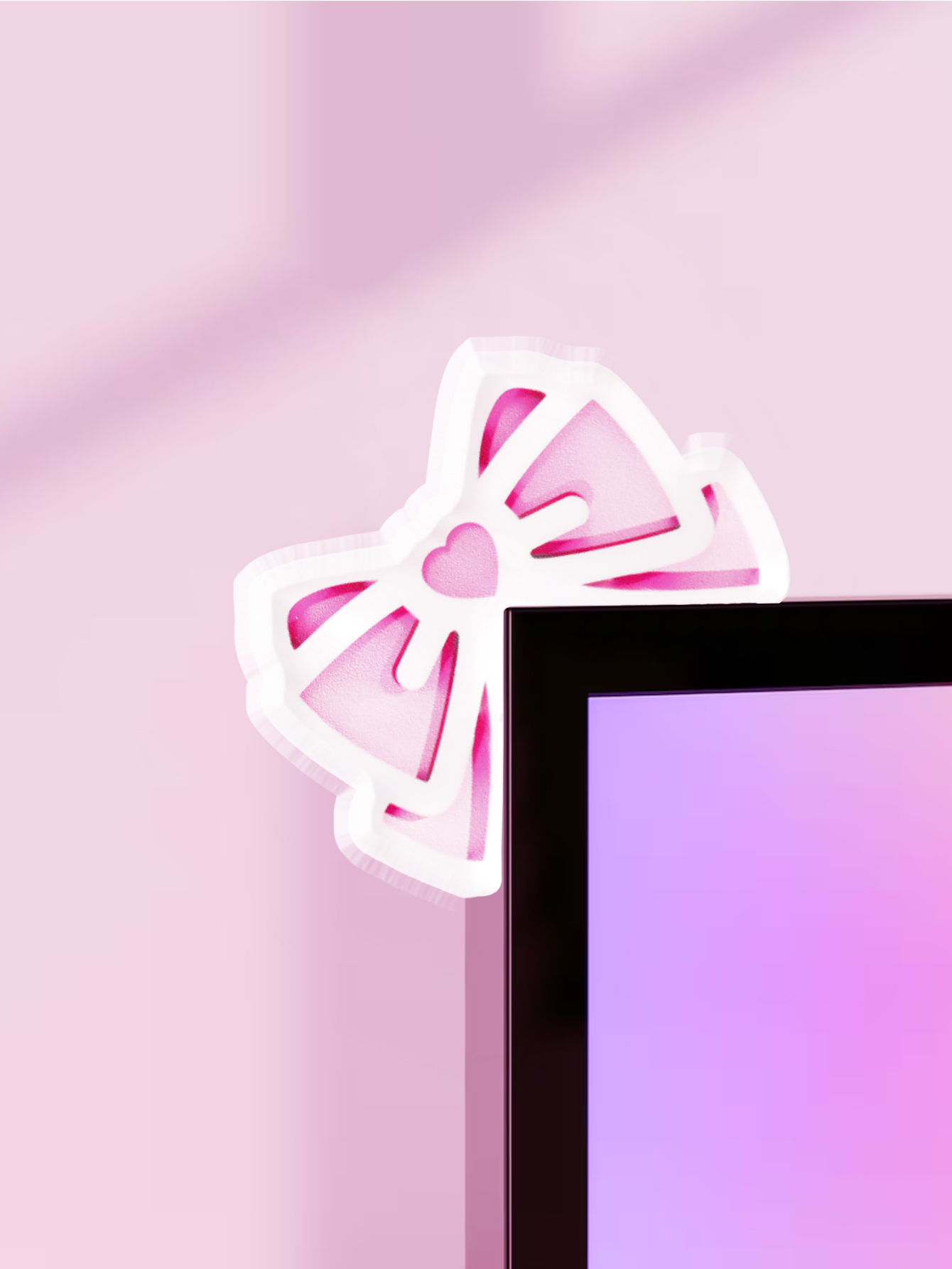 Kawaii Bow Monitor Décor Rose  - Desk Setup Gaming avis et prix
