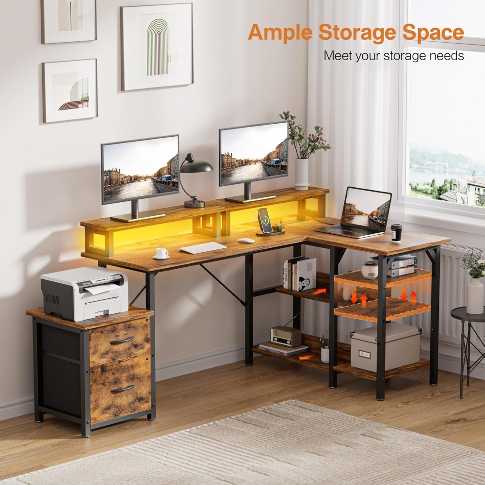 Bureau d'angle en L ou long av - Desk Setup L Shaped avis et prix